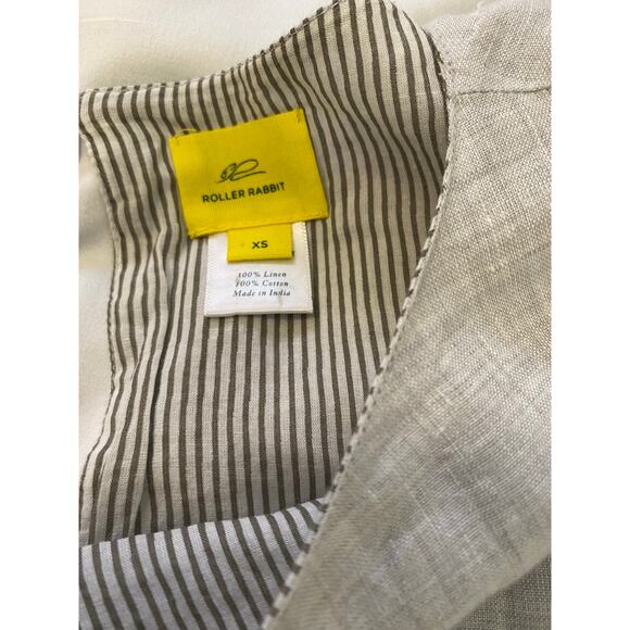 Roller Rabbit Womens Emiko Dress size Small Stone Gray 100%‎ Linen - Picture 9 of 9